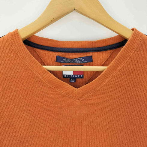 トミーヒルフィガー TOMMY HILFIGER ロゴ刺繍 Vネックカットソー メンズ import:XXL