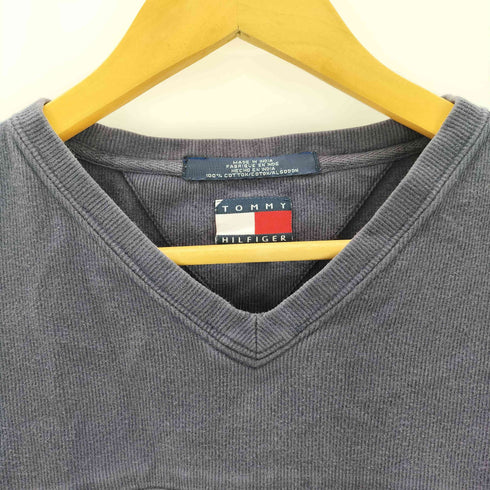 トミーヒルフィガー TOMMY HILFIGER 00s ロゴ刺繍 Vネックカットソー メンズ import:XL