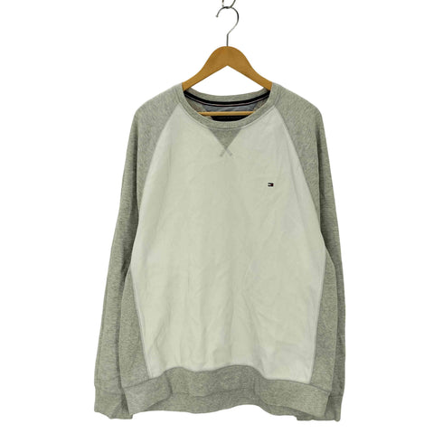 トミーヒルフィガー TOMMY HILFIGER ロゴ刺繍 2トーン 前V クルーネックトレーナー メンズ import:XL