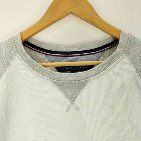 トミーヒルフィガー TOMMY HILFIGER ロゴ刺繍 2トーン 前V クルーネックトレーナー メンズ import:XL