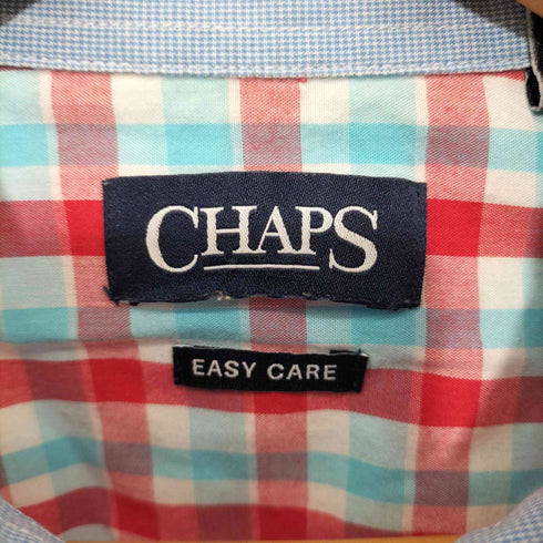 チャップス CHAPS チェック柄 ロゴ刺繍 ショートスリーブボタンダウンシャツ メンズ import:S