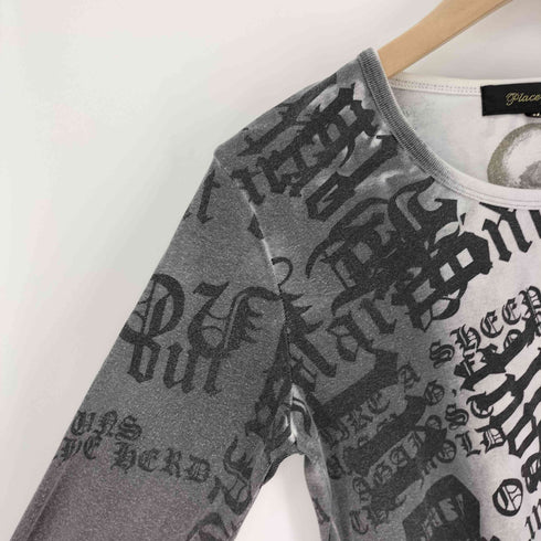 Place plan スカル 総柄 プリント L/S Tシャツ メンズ JPN:M