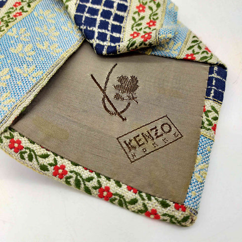 ケンゾーオム KENZO HOMME イタリア製 パターン ストライプ フローラル柄 シルク ネクタイ メンズ