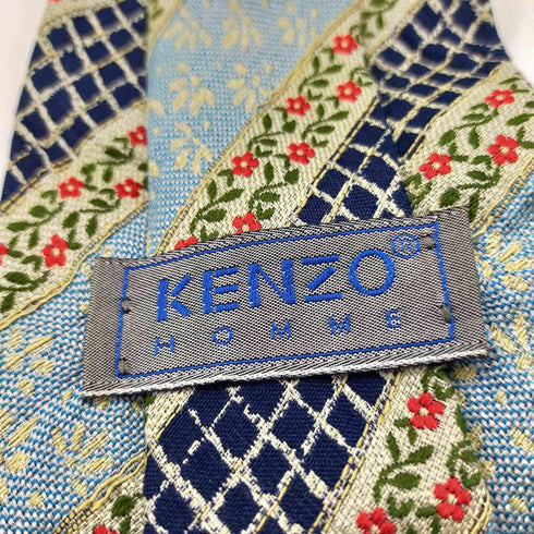 ケンゾーオム KENZO HOMME イタリア製 パターン ストライプ フローラル柄 シルク ネクタイ メンズ