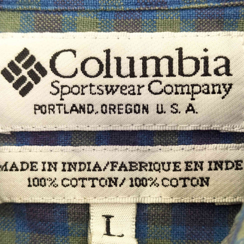 コロンビア Columbia インド製 コットン チェックシャツ メンズ import:L