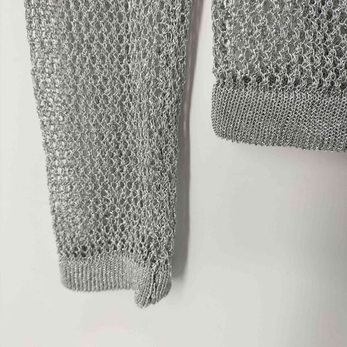 ザラ ZARA METALLIC MESH KNIT TOP レディース import:L