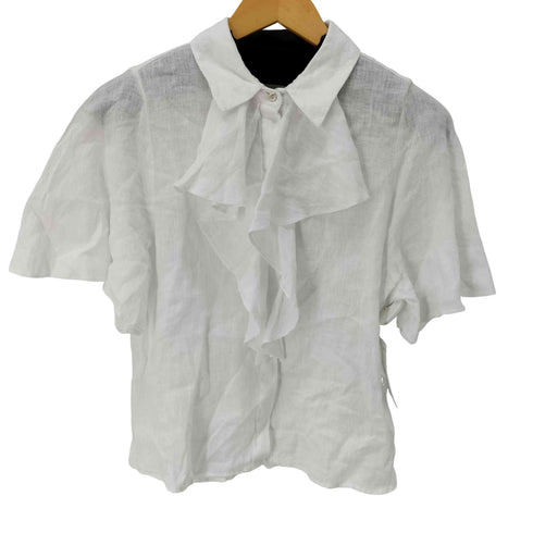 ザラ ZARA リネンS/Sフリルブラウス レディース import:S