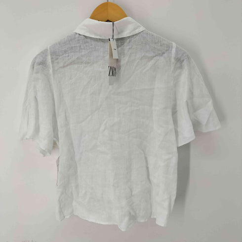 ザラ ZARA リネンS/Sフリルブラウス レディース import:S