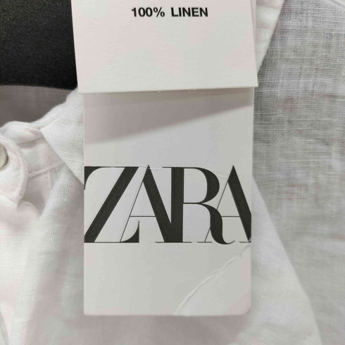 ザラ ZARA リネンS/Sフリルブラウス レディース import:S
