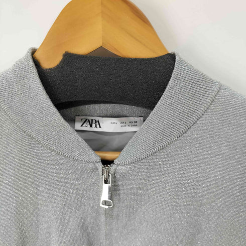 ザラ ZARA メタリックスレッド ニット ボンバージャケット レディース import:L