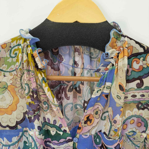 ザラ ZARA ペイズリー柄 シフォンミディドレス レディース import:S