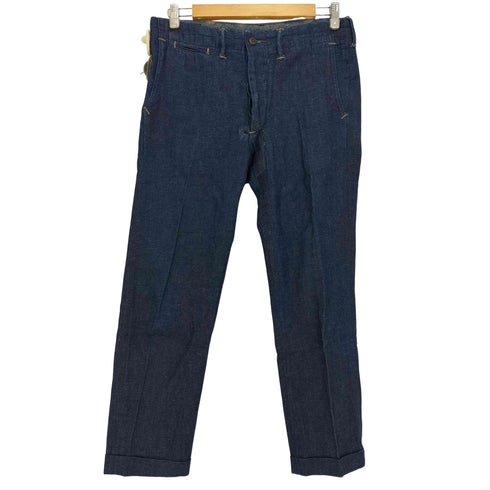 ダブルアールエルラルフローレン RRL RALPH LAUREN USA製 コットンリネン デニム地トラウザー サスペンダーボタン メンズ 30×30