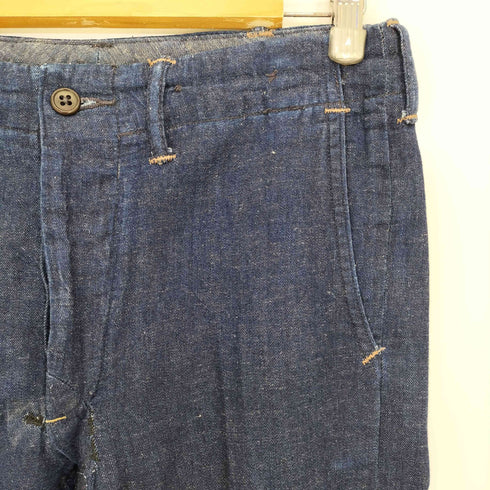 ダブルアールエルラルフローレン RRL RALPH LAUREN USA製 コットンリネン デニム地トラウザー サスペンダーボタン メンズ 30×30