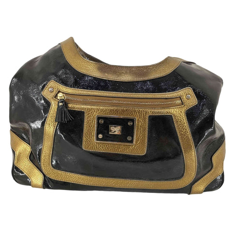 アニヤハインドマーチ ANYA HINDMARCH ロゴプレート エナメルハンドバック レディース