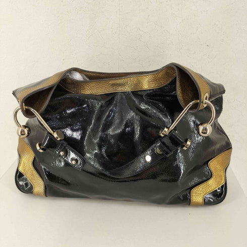 アニヤハインドマーチ ANYA HINDMARCH ロゴプレート エナメルハンドバック レディース