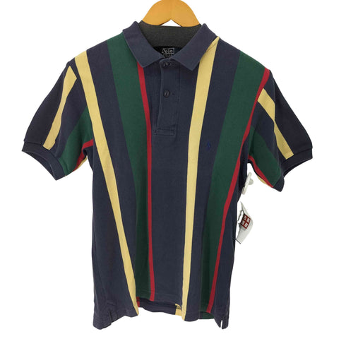 ポロバイラルフローレン Polo by RALPH LAUREN USA製 90S S/S スモールポニー刺繍マルチカラーポロシャツ メンズ import:XL