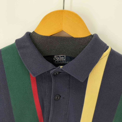 ポロバイラルフローレン Polo by RALPH LAUREN USA製 90S S/S スモールポニー刺繍マルチカラーポロシャツ メンズ import:XL