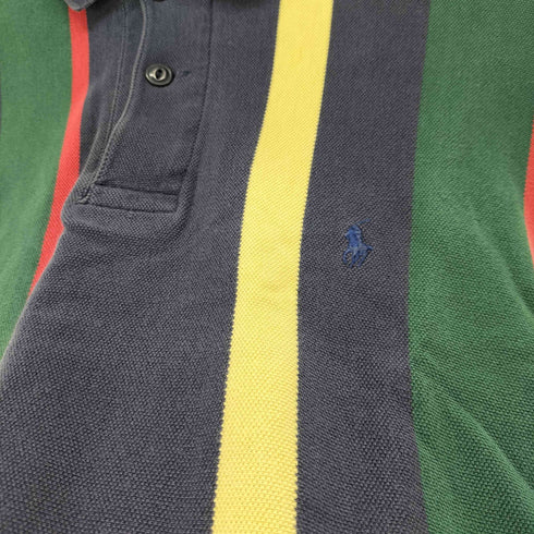 ポロバイラルフローレン Polo by RALPH LAUREN USA製 90S S/S スモールポニー刺繍マルチカラーポロシャツ メンズ import:XL