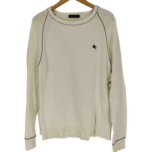 バーバリーブラックレーベル BURBERRY BLACK LABEL コットン ロゴ刺繍 ステッチデザイン L/S ニット セーター メンズ JPN:3