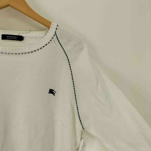 バーバリーブラックレーベル BURBERRY BLACK LABEL コットン ロゴ刺繍 ステッチデザイン L/S ニット セーター メンズ JPN:3