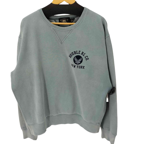 ダブルアールエルラルフローレン RRL RALPH LAUREN 両Vガゼット フロッキープリントクルーネックスウェット メンズ import:XL