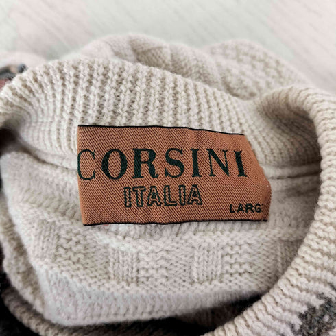 CORSINI ITALIA クマ アニマル柄 ウール クルーネックニット メンズ import:L