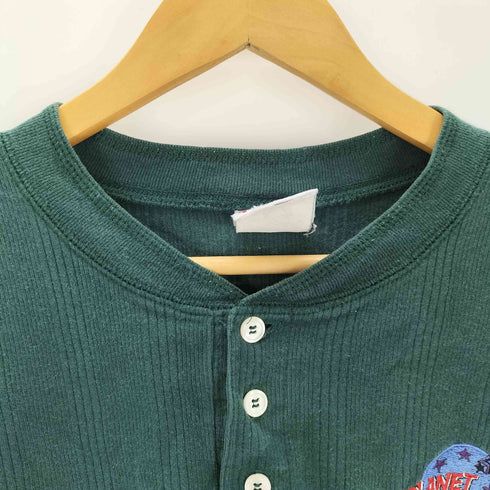 プラネットハリウッド PLANET HOLLYWOOD USA製 ワンポイント刺繍 ヘンリーネックTシャツ メンズ import:XL