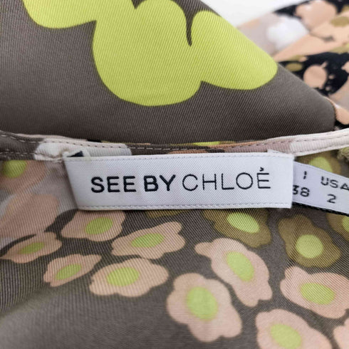 シーバイクロエ SEE BY CHLOE 総柄 シルク ブラウス レディース 38