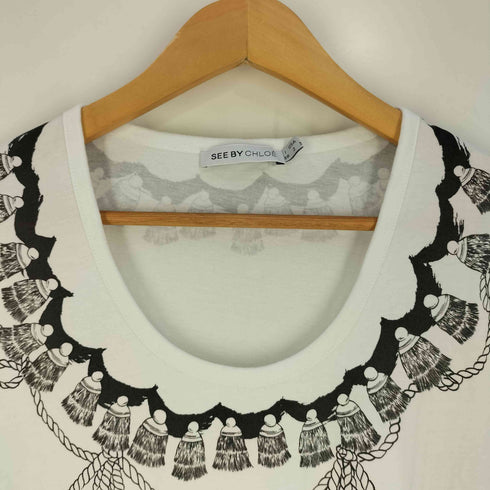 シーバイクロエ SEE BY CHLOE Uネック プリント Tシャツワンピース レディース 38
