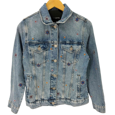デシグアル Desigual 曼荼羅模様の刺繍入りレディーススリムデニムジャケット レディース import:S