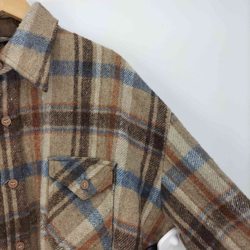 キャンパス CAMPUS 70-80S RUGGED COUNTRY 台湾製 鋭角 襟 リネン レーヨン混 フランネル チェック シャツ 錨ボタン メンズ import:XL