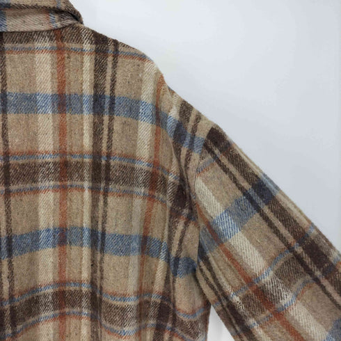 キャンパス CAMPUS 70-80S RUGGED COUNTRY 台湾製 鋭角 襟 リネン レーヨン混 フランネル チェック シャツ 錨ボタン メンズ import:XL
