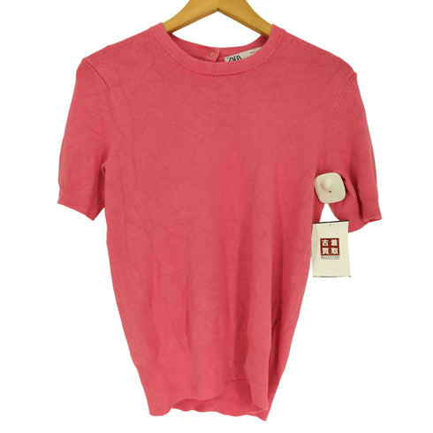 ザラ ZARA バック ボタン レーヨン混 ニット Tシャツ レディース import:M