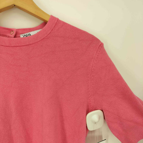 ザラ ZARA バック ボタン レーヨン混 ニット Tシャツ レディース import:M