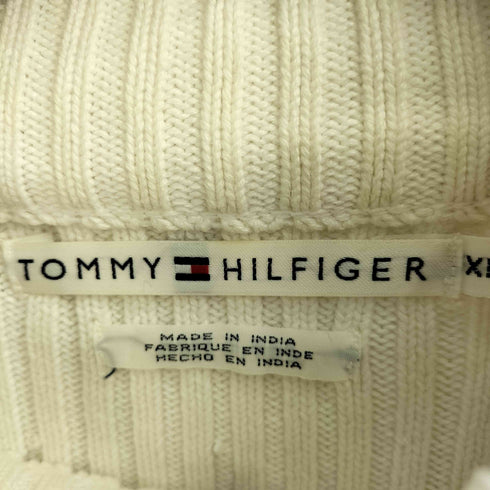 トミーヒルフィガー TOMMY HILFIGER 00s ハイネック ジップアップ ドライバーズ コットンニット レディース import:XL