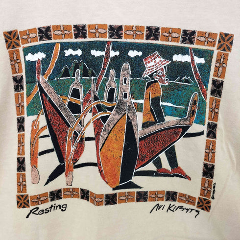 CRAZY SHIRT HAWAII USA製 コーヒー染め アート Tシャツ 袖シングル/裾ダブル メンズ import:M