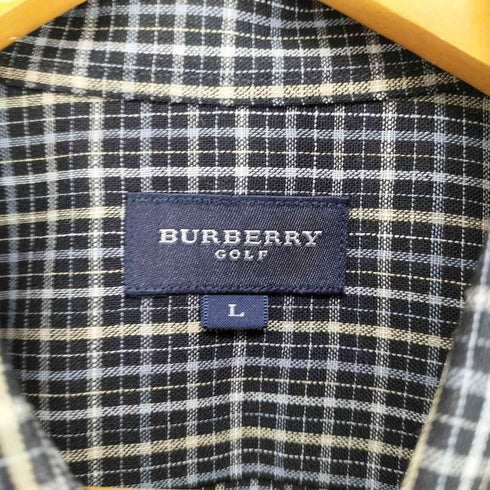 バーバリーゴルフ BURBERRY GOLF チェック柄 刺繍ロゴ サマーウールシャツ メンズ import:L