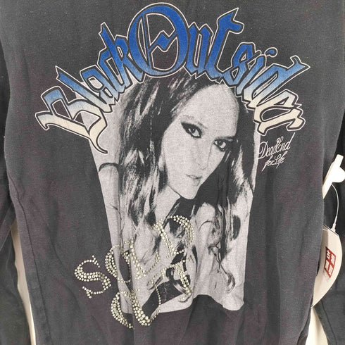 ジャックローズ JACKROSE Black Out Sider スパンコール プリント L/S Tシャツ Y2K メンズ JPN:3