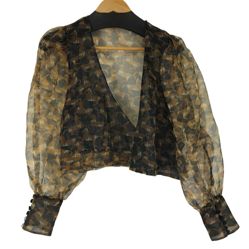 ザラ ZARA 総柄シアーブラウス レディース M