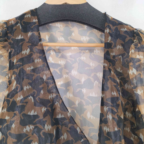 ザラ ZARA 総柄シアーブラウス レディース M