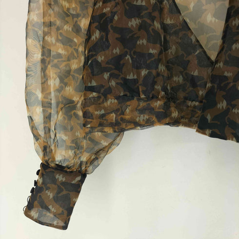 ザラ ZARA 総柄シアーブラウス レディース M