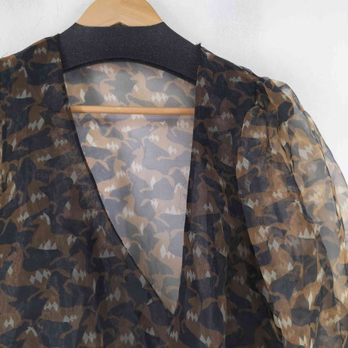 ザラ ZARA 総柄シアーブラウス レディース M