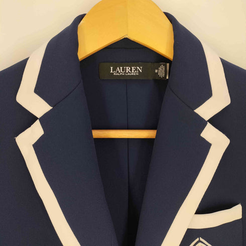 ローレンラルフローレン LAUREN RALPH LAUREN ツートーン ジョーゼット ブレザー 紺ブレ 2B テーラードジャケット レディース 00