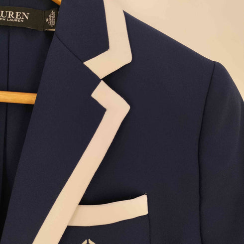 ローレンラルフローレン LAUREN RALPH LAUREN ツートーン ジョーゼット ブレザー 紺ブレ 2B テーラードジャケット レディース 00