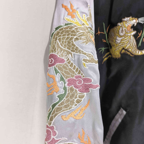 Japanese Traditional タイガー&ドラゴン 虎 龍 刺繍 スカジャン メンズ JPN:M