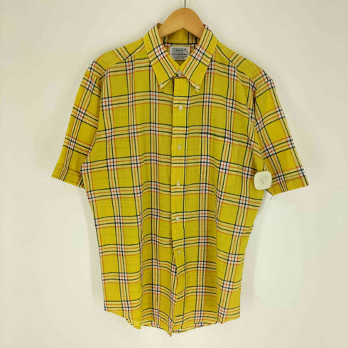 ブレント BRENT 60-70S never needs ironing ポリ コットン B.D S/S シアー チェック シャツ メンズ import:M