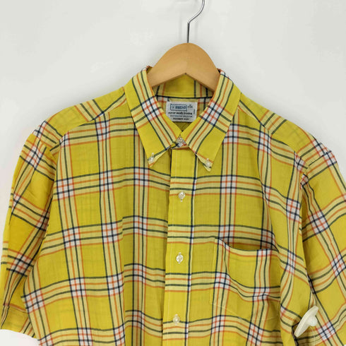 ブレント BRENT 60-70S never needs ironing ポリ コットン B.D S/S シアー チェック シャツ メンズ import:M
