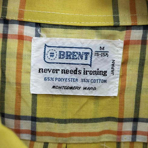 ブレント BRENT 60-70S never needs ironing ポリ コットン B.D S/S シアー チェック シャツ メンズ import:M
