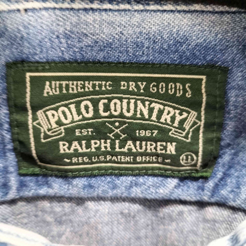 ポロカントリーラルフローレン POLO COUNTRY RALPH LAUREN 80-90s ダブルポケットL/Sデニムシャツ ガチャポケ メンズ LL