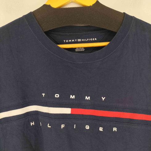 トミーヒルフィガー TOMMY HILFIGER リブライン ロゴ クルーネック L/S Tシャツ レディース XL